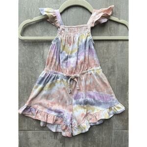 JESSICA SIMPSON Toddler Girl Tie Dye Boho Romper Jumpsuit One Piece Outfit 4 EUC